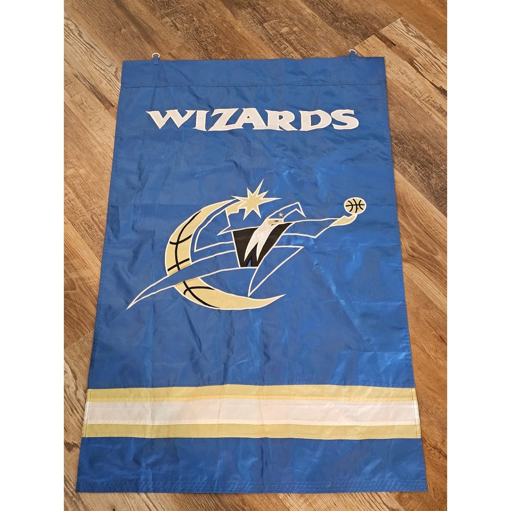 Vintage Washington Wizards NBA Banner Flag Blue 90s Logo Embroidered 28x44